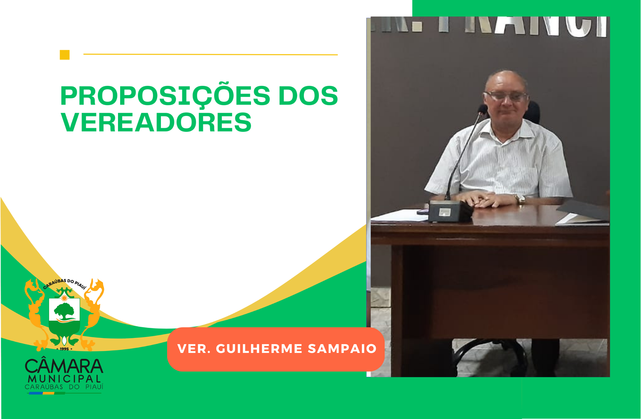 Câmara aprova matérias do ver. Guilherme para título de cidadania e  abastecimento de água no Tamboril.
